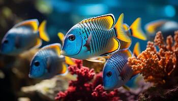 ai generado vibrante submarino arrecife vitrinas naturaleza belleza en un tropical mar generado por ai foto