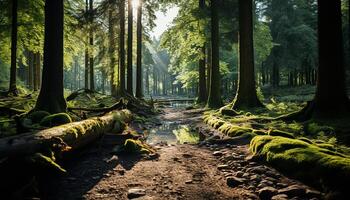 ai generado tranquilo escena verde árbol crecimiento en no urbano bosque generado por ai foto