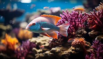 AI generated Underwater beauty colorful fish swim in the tropical reef generated by AI photo