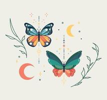 flat design vector butterfly design bohemian drawing