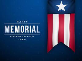 Happy Memorial Day banner with text and american flag. vector