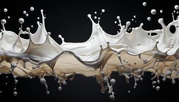 AI generated Splashing milk, flowing wave, creamy dessert, refreshing drink, abstract background generated by AI photo