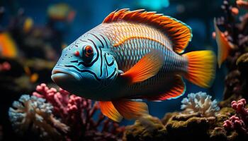 AI generated Vibrant underwater beauty colorful fish swim in tropical reef generated by AI photo