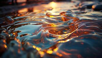 AI generated Abstract nature water wave reflects vibrant colors, creating a beautiful backdrop generated by AI photo