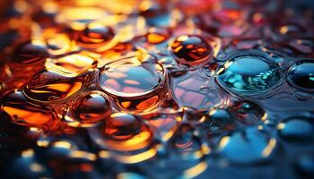 AI generated Abstract wet circle reflects vibrant colors in clean water surface generated by AI photo