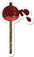 distressed sticker of a quirky hand drawn cartoon toffee apple png