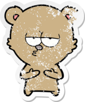 distressed sticker of a bored bear cartoon png