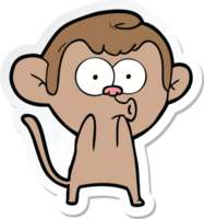 sticker of a cartoon surprised monkey png
