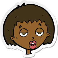 sticker of a cartoon bored woman png