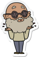 sticker of a cartoon curious man with beard and sunglasses png