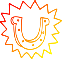 warm gradient line drawing of a cartoon crazy lucky horseshoe symbol png