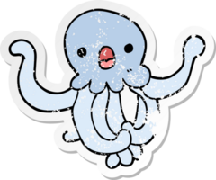 distressed sticker of a cartoon jellyfish png