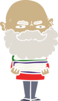 flat color style cartoon man with beard frowning png