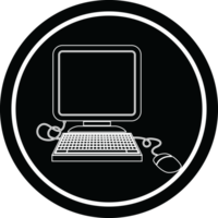 computer with mouse and screen circular symbol png