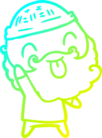 cold gradient line drawing of a man with beard sticking out tongue png