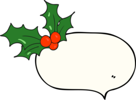 hand drawn speech bubble cartoon christmas holly png