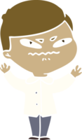 homem bravo dos desenhos animados de estilo de cor plana png