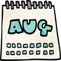 cartoon doodle calendar showing month of august png