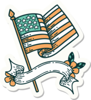 tattoo style sticker with banner of the american flag png