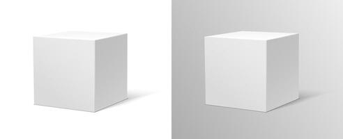 3d realistic vector icon. White cube. Isolated.