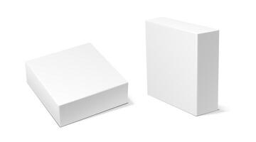 3d realistic vector icon illustration set. White square carton box. Isolated on white.