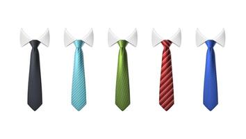 set of colorful ties in red, black, blue, green. vector