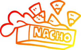 calentar degradado línea dibujo de un dibujos animados nacho caja png