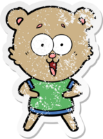 vinheta angustiada de um desenho animado de ursinho de pelúcia rindo png