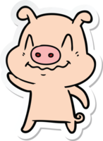 autocollant d'un cochon de dessin animé nerveux png