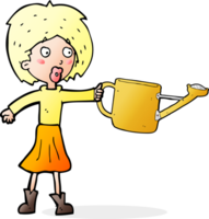 cartoon woman with watering can png