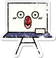 distressed sticker of a cute cartoon white board png