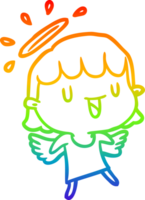 arc en ciel pente ligne dessin de une mignonne ange png