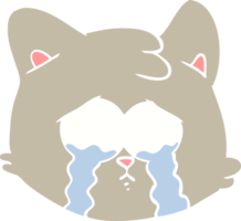 crying flat color style cartoon cat face png