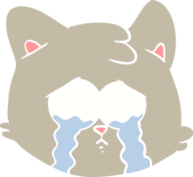 cara de gato de desenho animado de estilo de cor plana chorando png