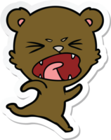 sticker of a angry cartoon bear png