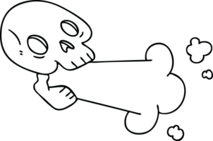 line drawing quirky cartoon skull png