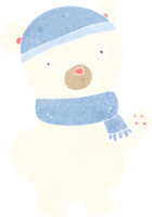dibujos animados polar oso en invierno sombrero y bufanda png