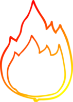 feu de dessin animé de dessin de ligne de gradient chaud png