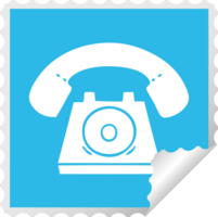 square peeling sticker cartoon old telephone png