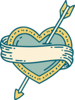 tatuaggio stile icona di un freccia cuore e bandiera png
