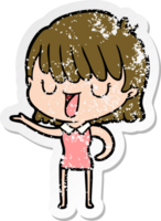 distressed sticker of a cartoon woman png