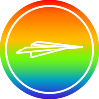 papel avião circular ícone com arco Iris gradiente terminar png