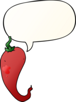 cartoon chili pepper and speech bubble in smooth gradient style png