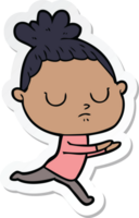 sticker of a cartoon calm woman png