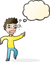 cartoon man with popping out eyes with thought bubble png