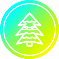 árbol nevado circular en espectro de gradiente frío png