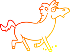 ligne de gradient chaud dessinant un cheval de course de dessin animé png