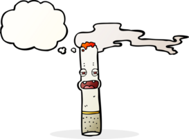 cartoon cigarette character with thought bubble png