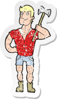 retro distressed sticker of a cartoon lumberjack png