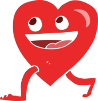 flat color illustration of a cartoon walking heart png